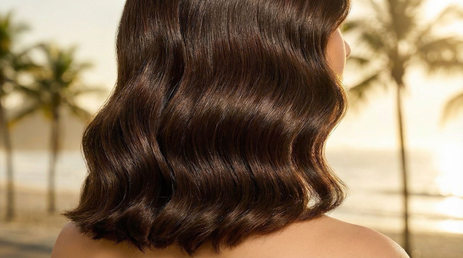 Close de cabelo castanho polido